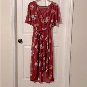 Long Red Wrap dress